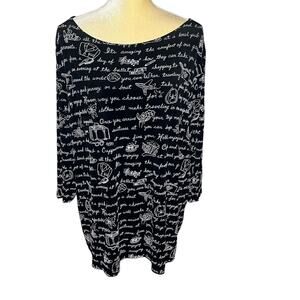 Vikki Vi California Vintage Travel Slinky Blouse Top Boat Neck Size 0X 1X